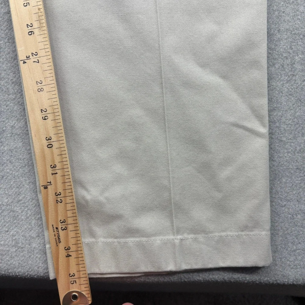 L.L. Bean Chino Pants Mens 36x35 Beige‎ Classic Fit Cotton Flat Front Double L